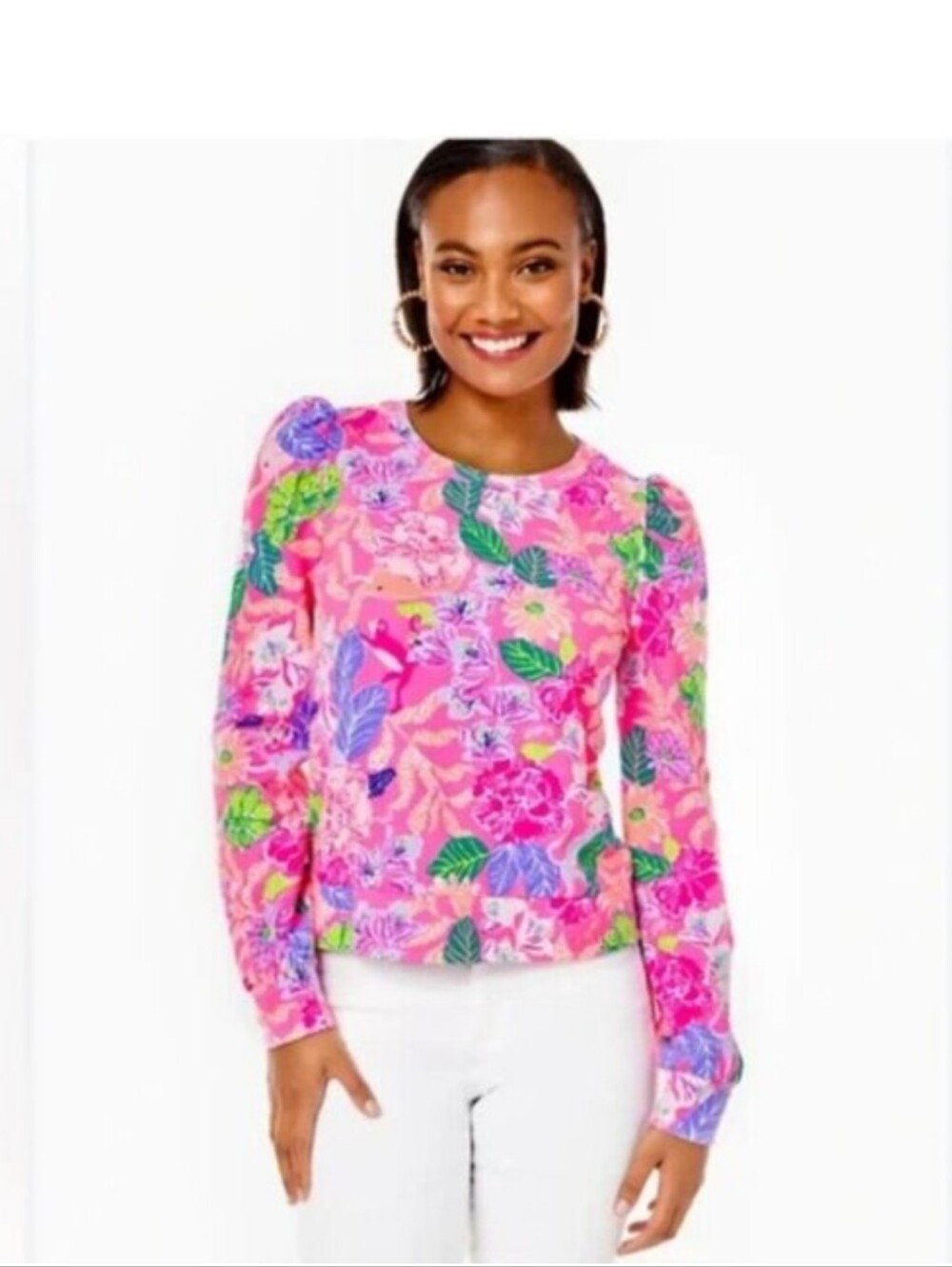 EUC Lilly Pulitzer Jansen Sweatshirt Top Isle Best of Friends Floral XXL